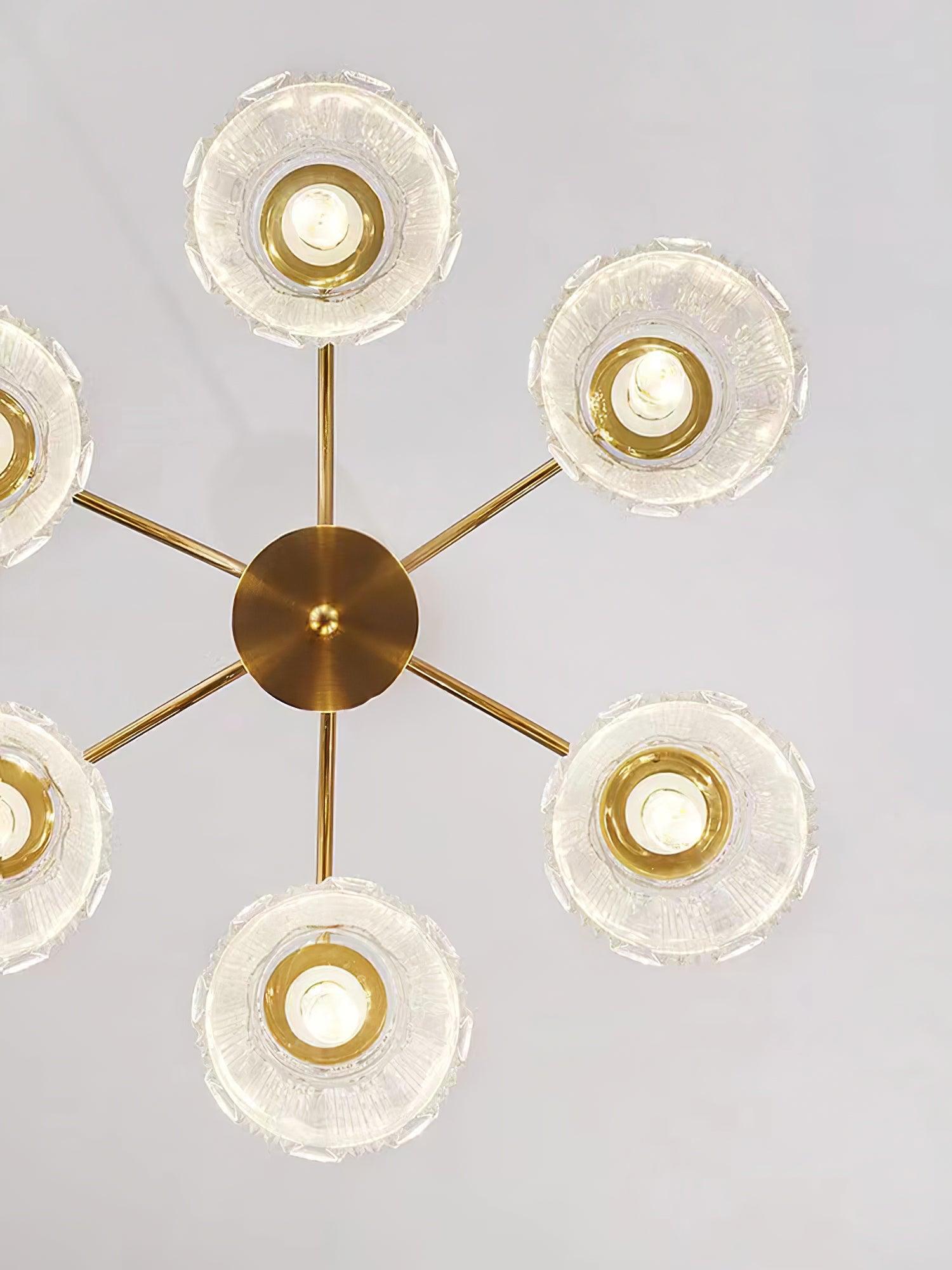 Rostor Chandelier Crystal Glass Gold Midcentury