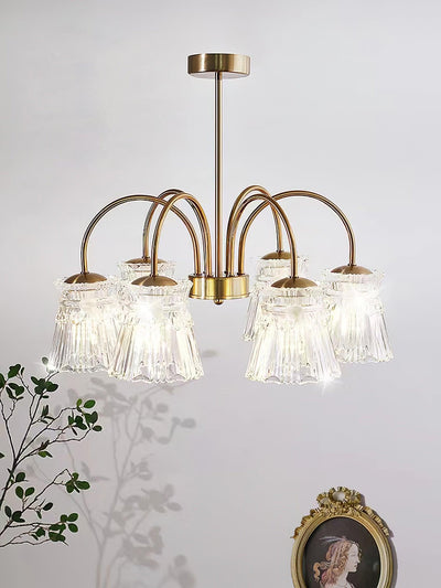 Rostor Chandelier Crystal Glass Gold Midcentury