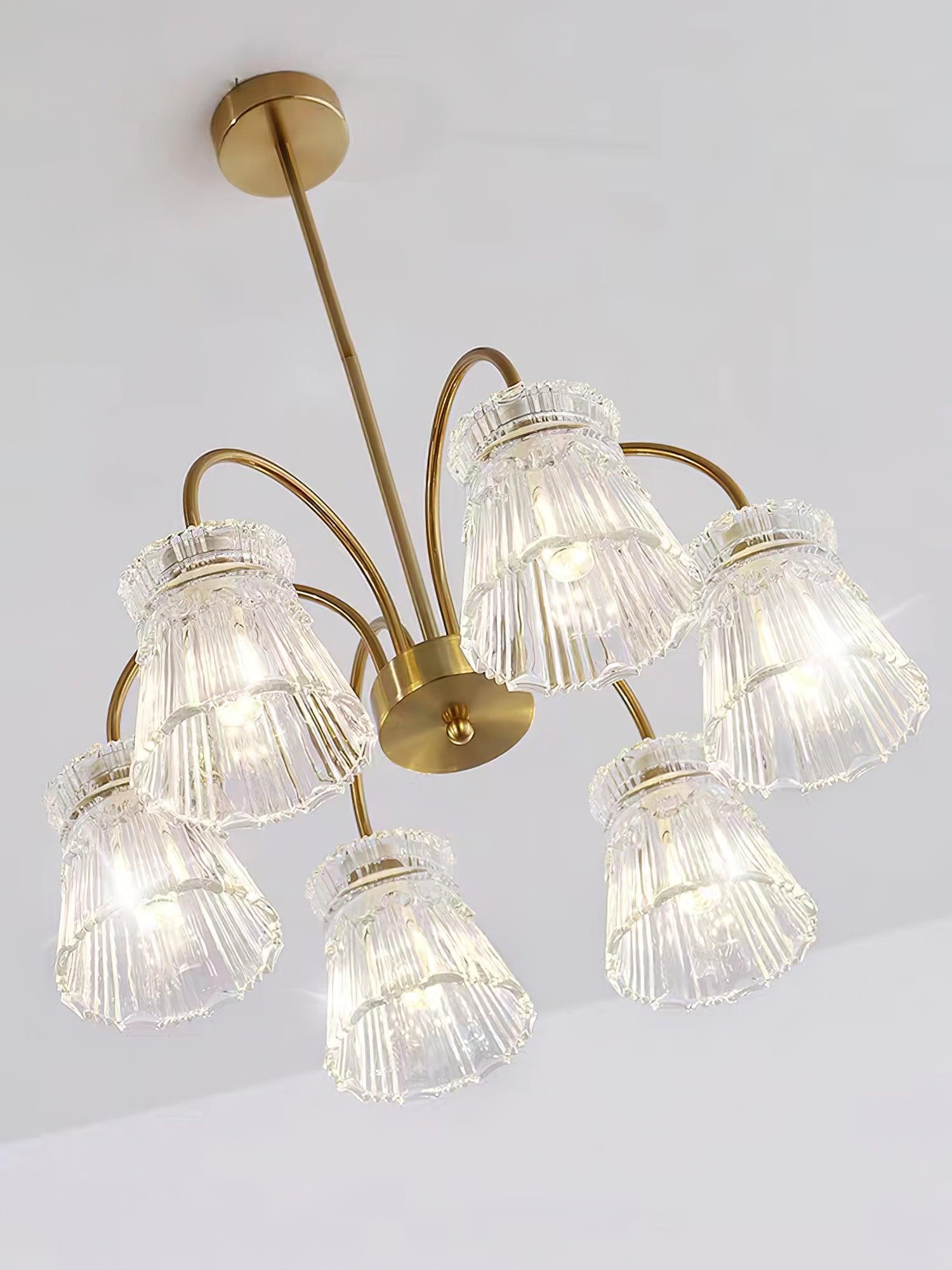 Rostor Chandelier Crystal Glass Gold Midcentury