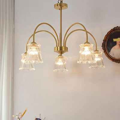 Rostor Chandelier Crystal Glass Gold Midcentury