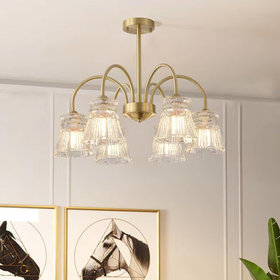 Rostor Chandelier Crystal Glass Gold Midcentury