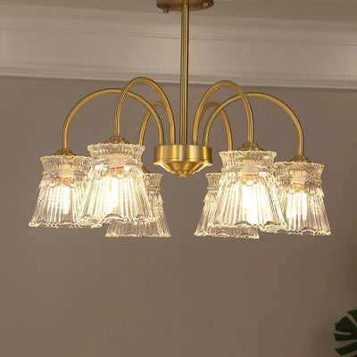 Rostor Chandelier Crystal Glass Gold Midcentury
