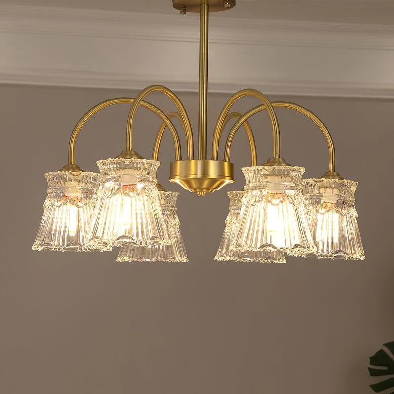 Rostor Chandelier Crystal Glass Gold Midcentury