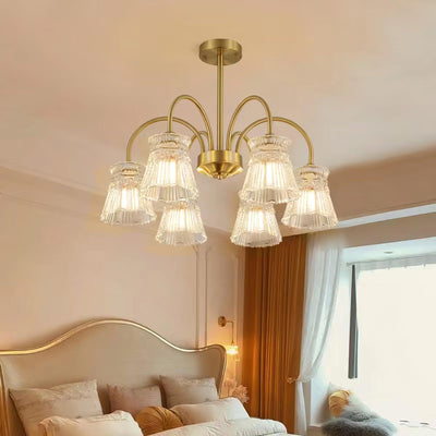 Rostor Chandelier Crystal Glass Gold Midcentury