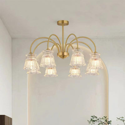 Rostor Chandelier Crystal Glass Gold Midcentury
