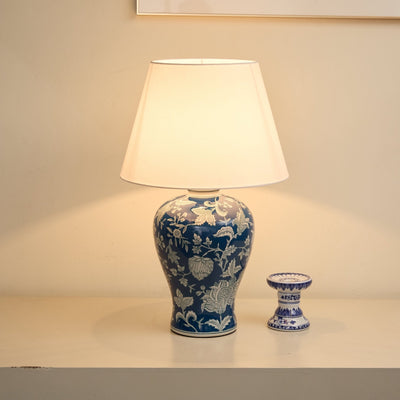 Indigo Floral Vine Ceramic Table Lamp