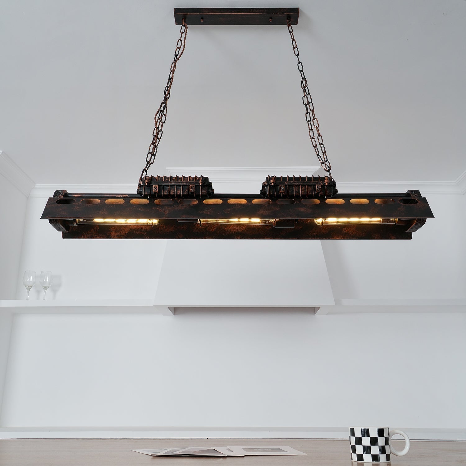 Mael Chandelier Industrial Rectangular Frame