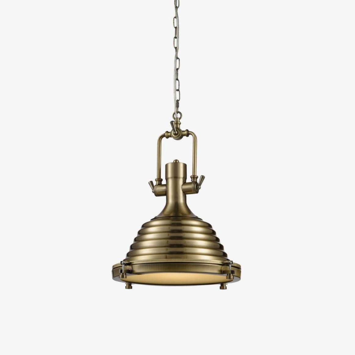 Silven Pendant Lamp Brass Ribbed Dome Industrial