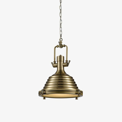 Silven Pendant Lamp Brass Ribbed Dome Industrial