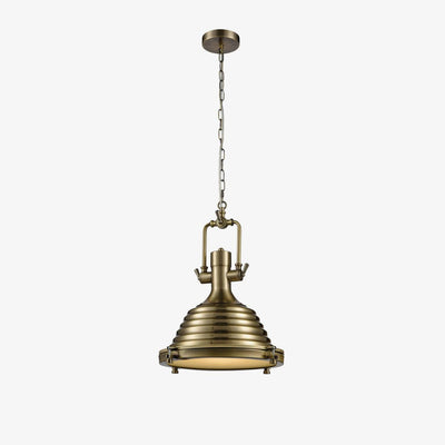 Silven Pendant Lamp Brass Ribbed Dome Industrial