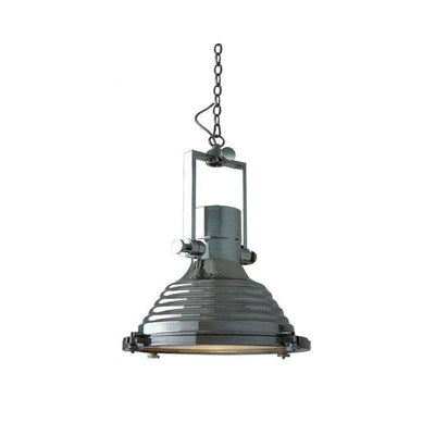Silven Pendant Lamp Brass Ribbed Dome Industrial