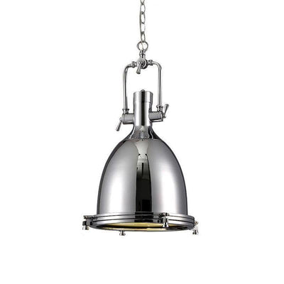 Silven Pendant Lamp Brass Ribbed Dome Industrial