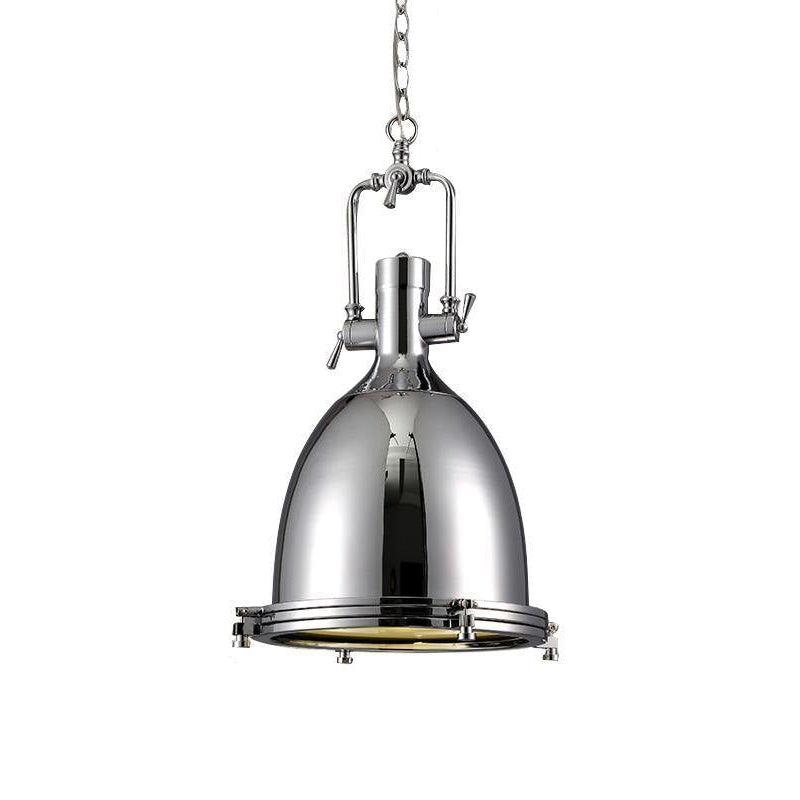 Silven Pendant Lamp Brass Ribbed Dome Industrial