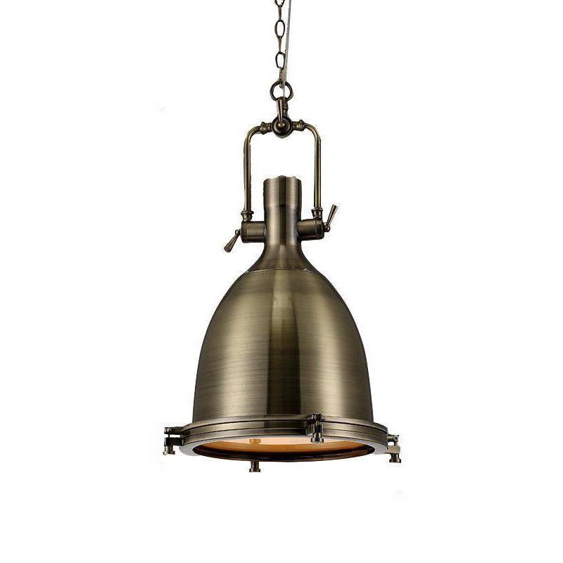Silven Pendant Lamp Brass Ribbed Dome Industrial