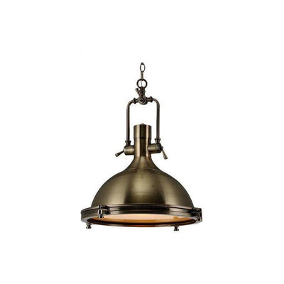 Silven Pendant Lamp Brass Ribbed Dome Industrial
