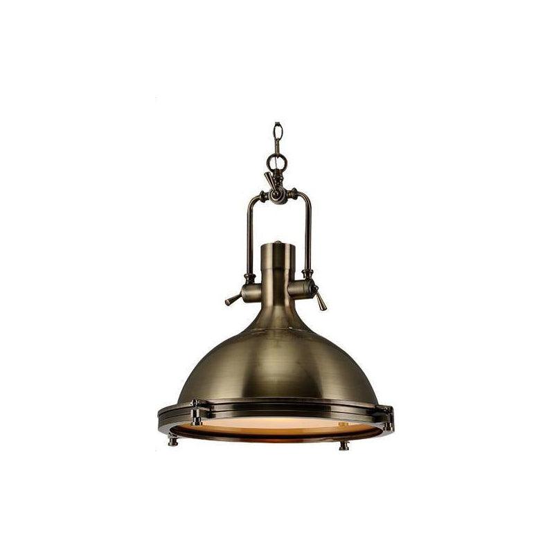 Silven Pendant Lamp Brass Ribbed Dome Industrial