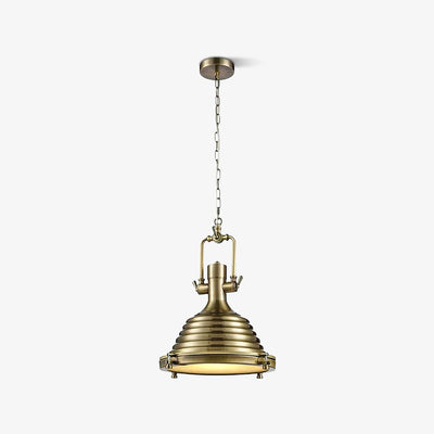 Silven Pendant Lamp Brass Ribbed Dome Industrial