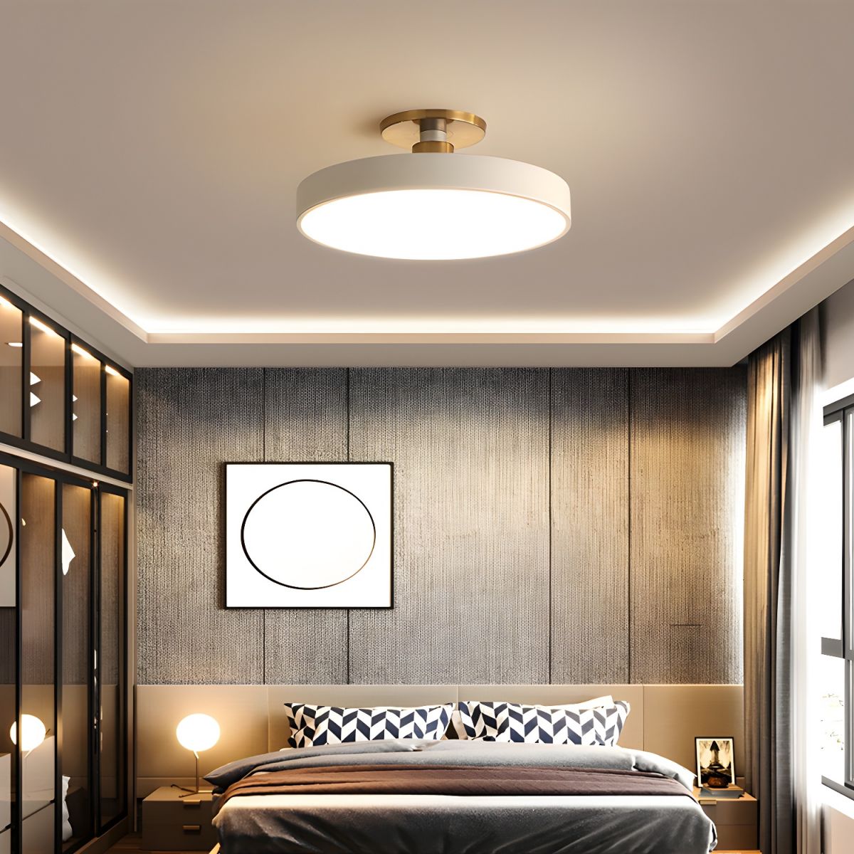 Solara Ceiling Lamp Flush Mount Black and Gold Modern - Neutral Decor