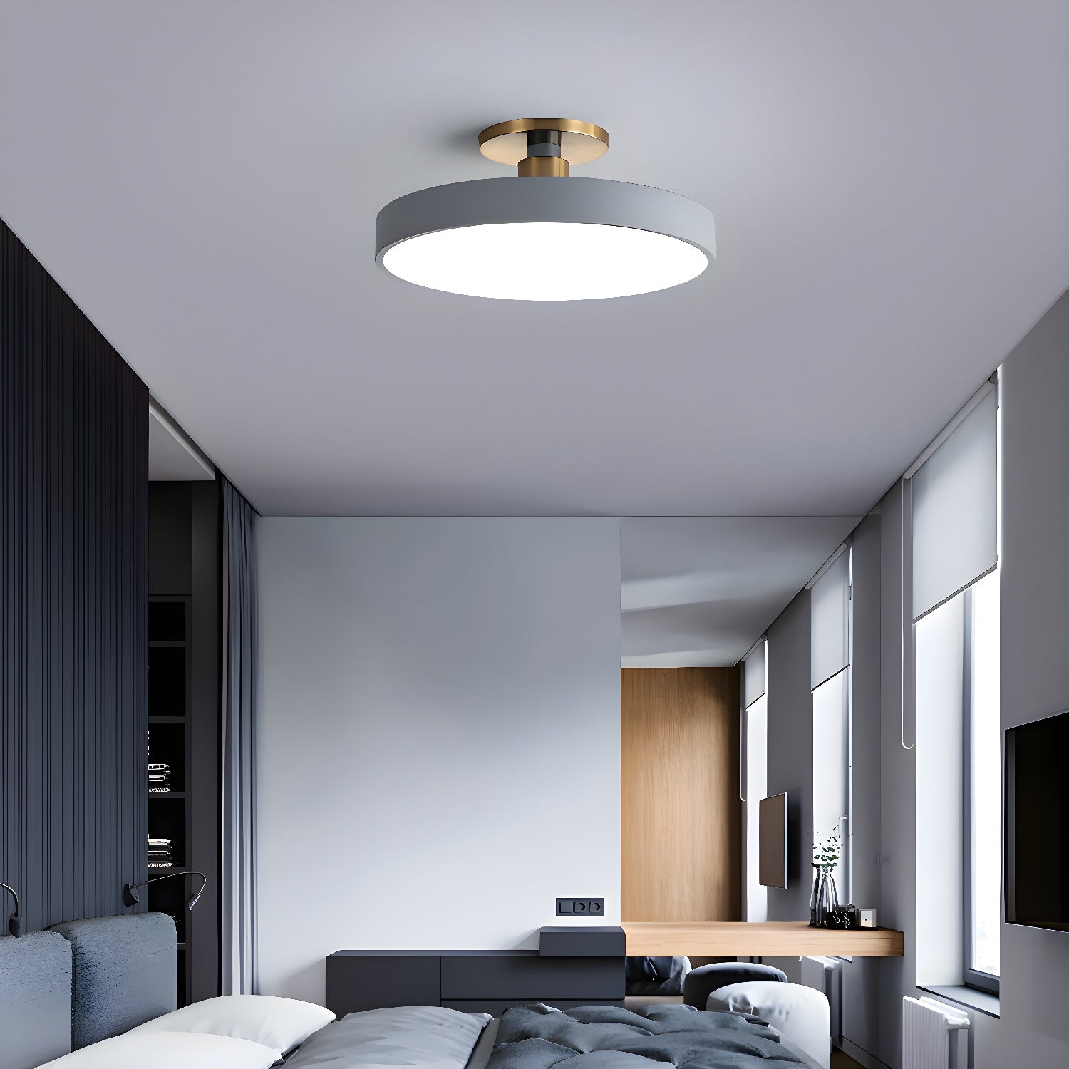 Solara Ceiling Lamp Flush Mount Black and Gold Modern - Neutral Decor