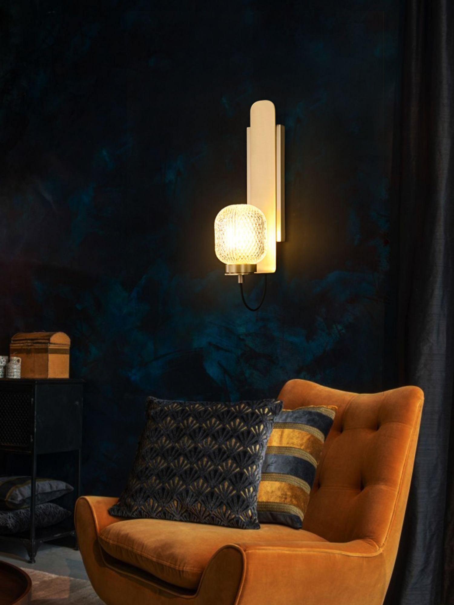Cresh Premium Nordic Art Brass Glass Wall Light