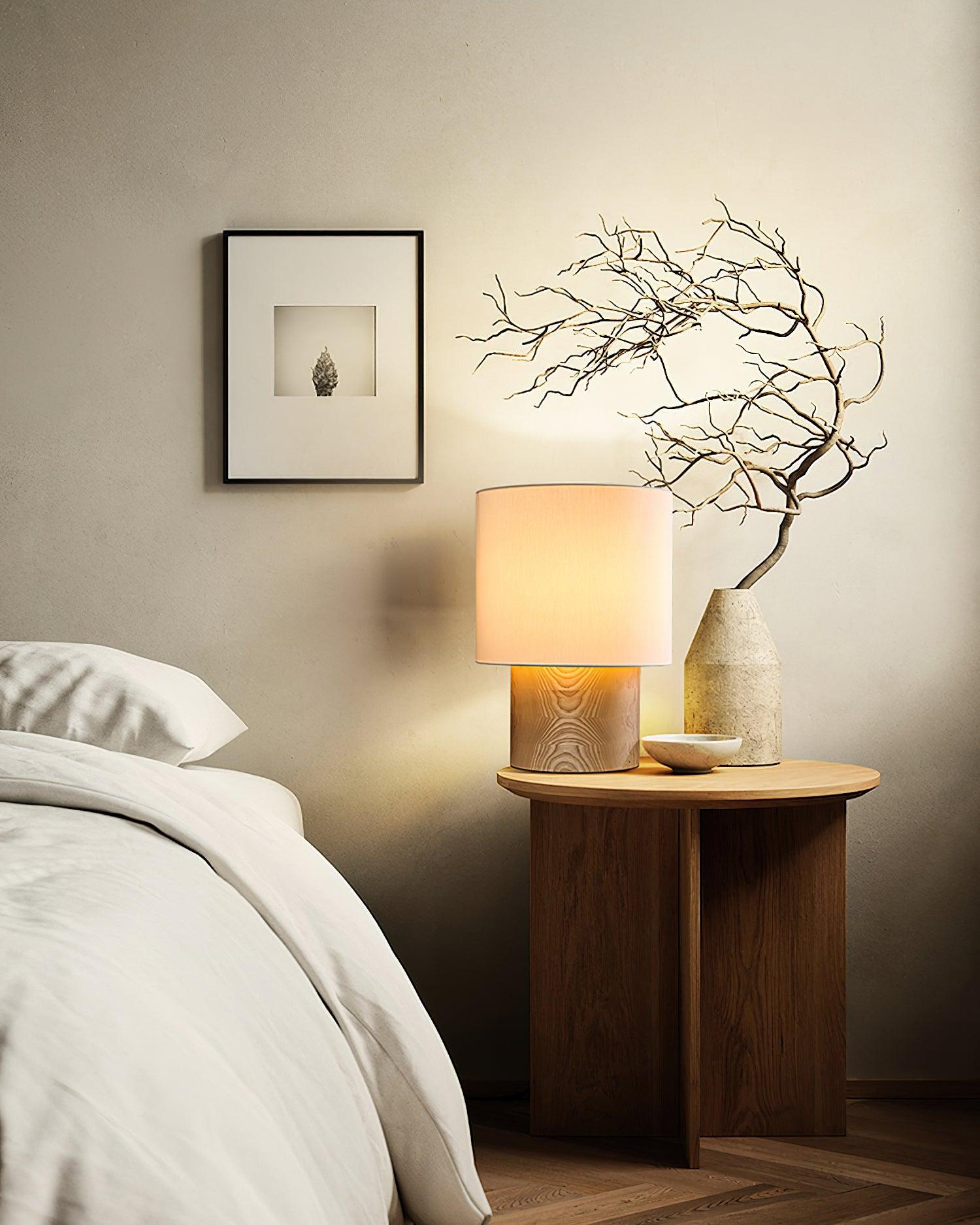 Alvira Minialist Wood Table Lamp