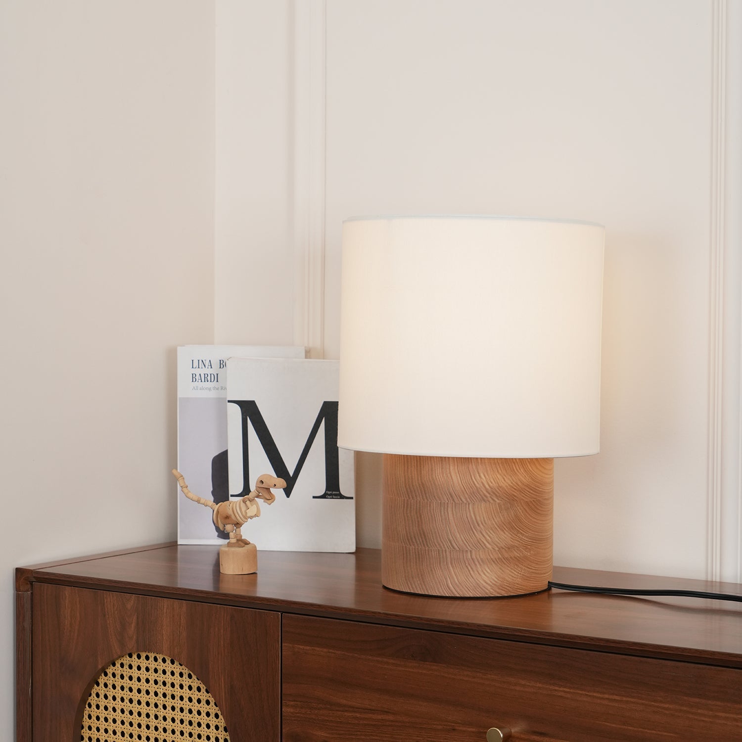 Alvira Minialist Wood Table Lamp