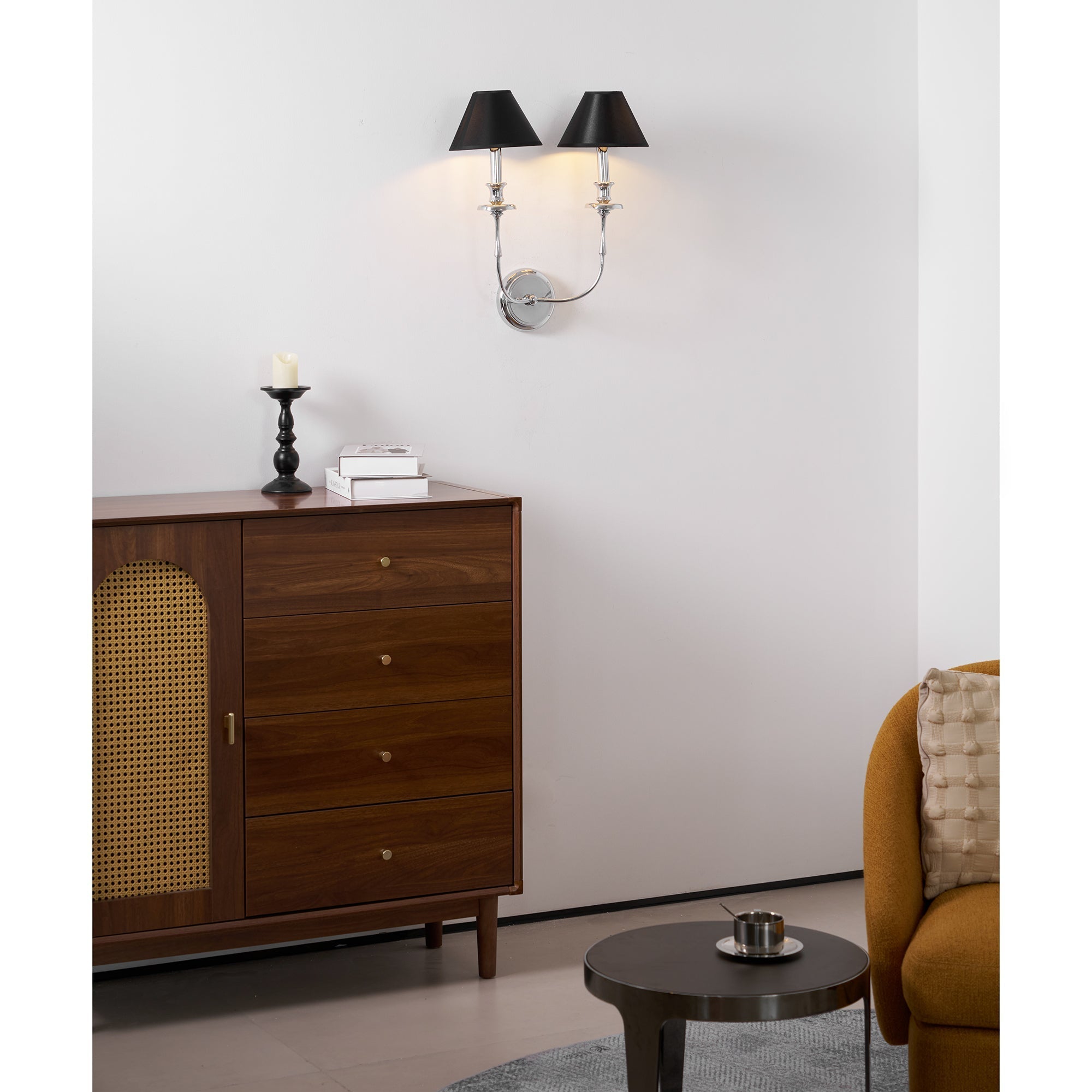 Vedoror Vintage Industrial Brass Fabric Wall Lamp - Neutral Decor