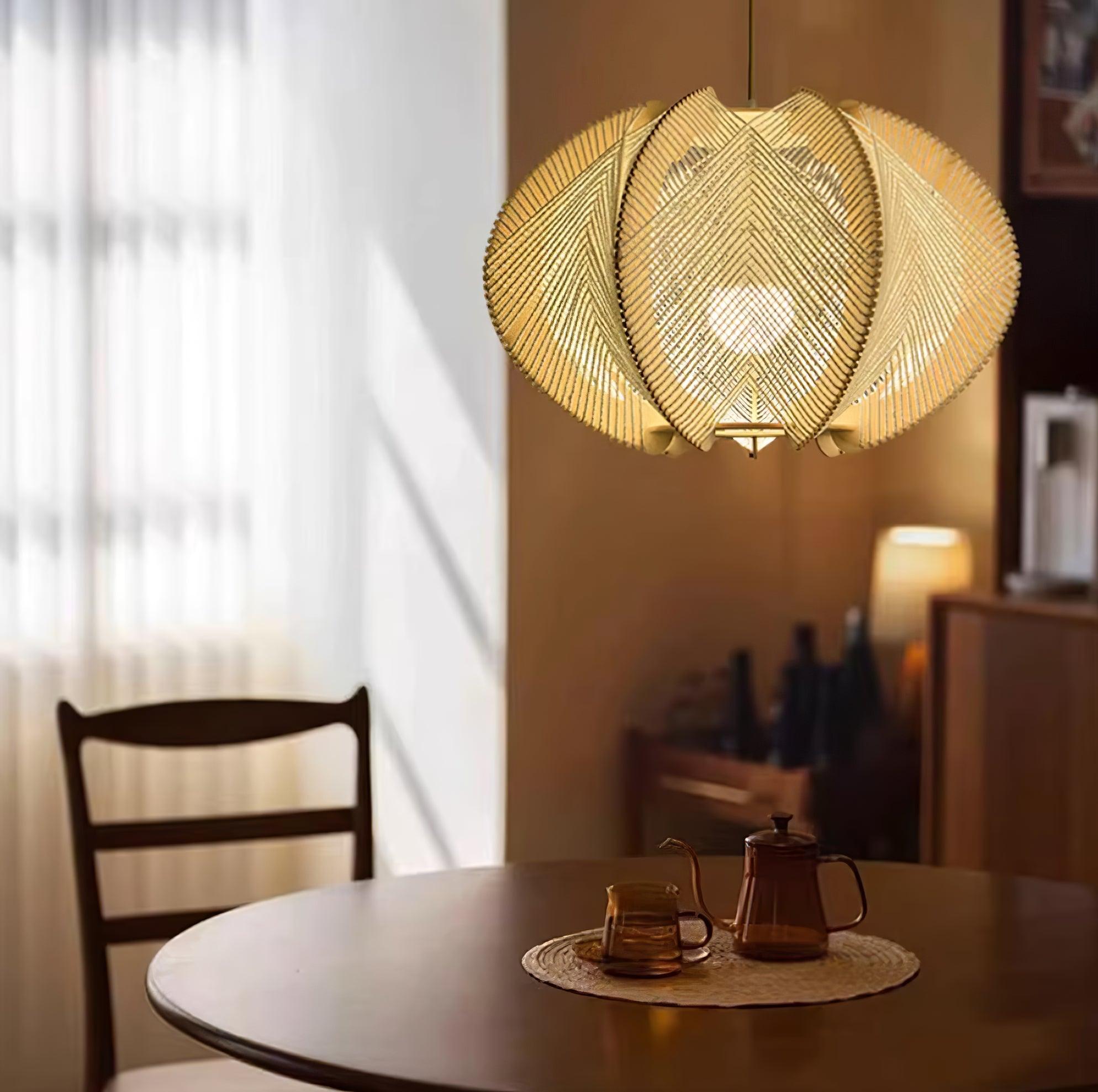Atel Wood & Hemp Rope Pendant Light