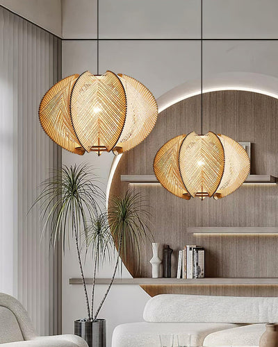Atel Wood & Hemp Rope Pendant Light