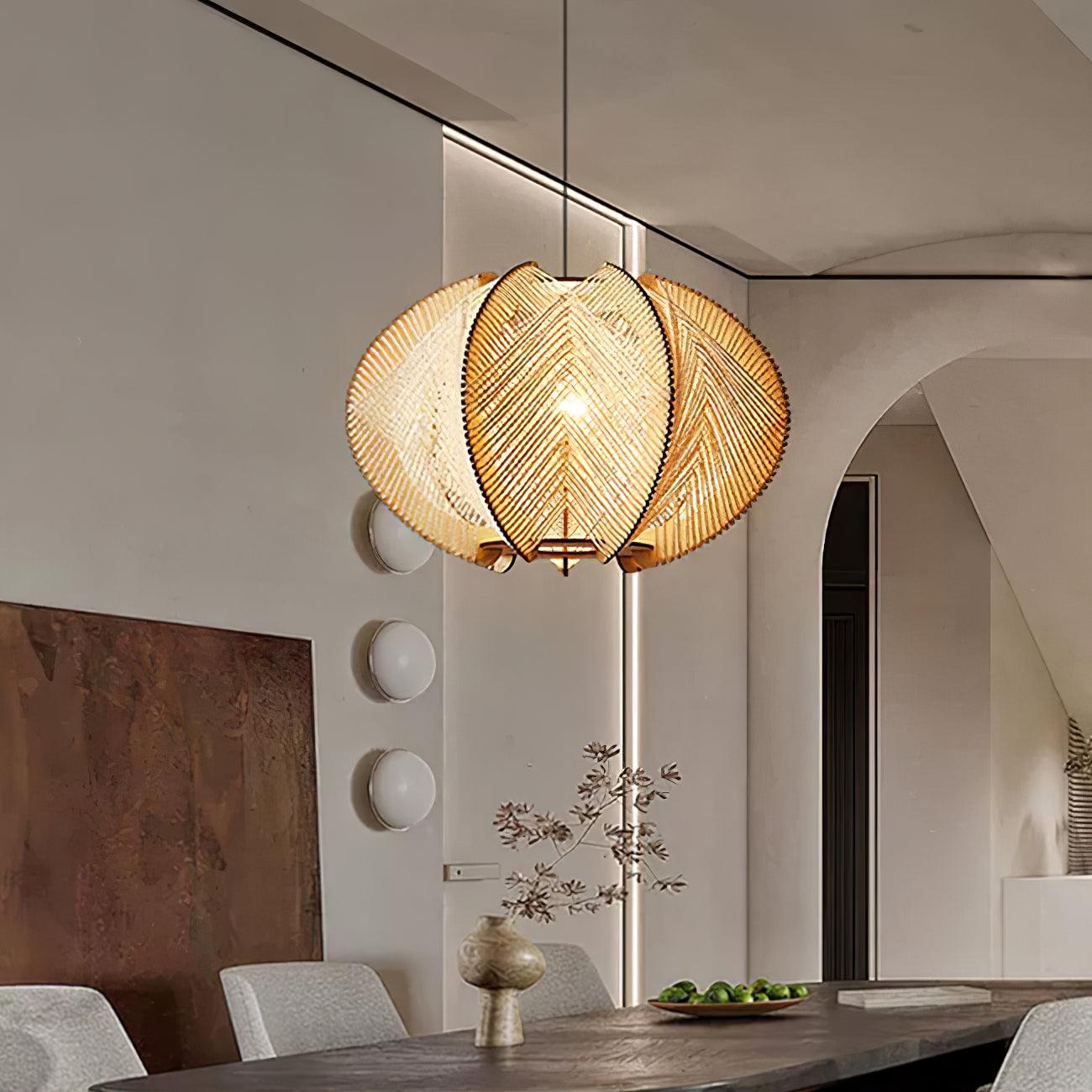 Atel Wood & Hemp Rope Pendant Light