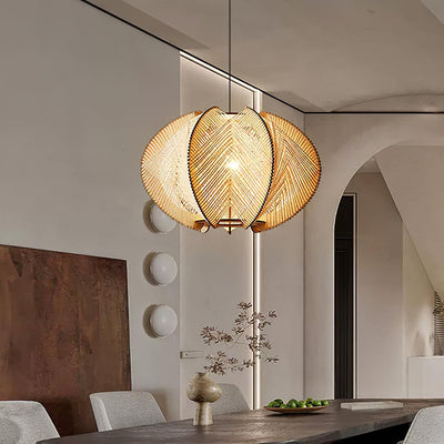 Atel Wood & Hemp Rope Pendant Light