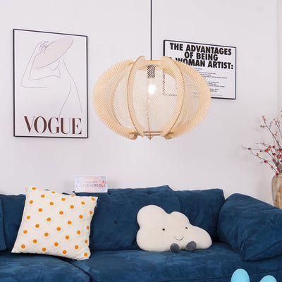 Atel Wood & Hemp Rope Pendant Light
