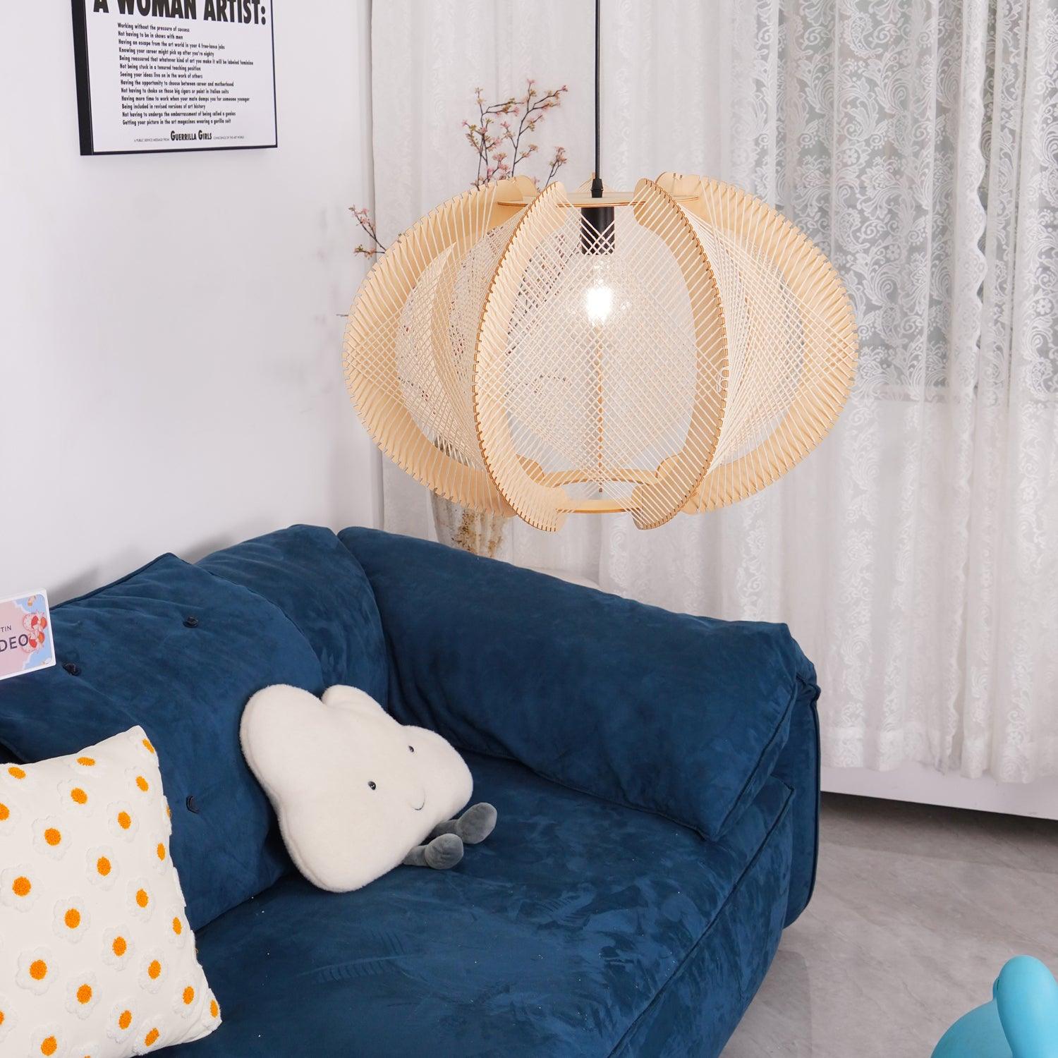 Atel Wood & Hemp Rope Pendant Light