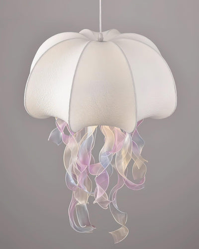 Jellyfish Pendant Light with Iridescent Ribbons - Neutral Decor