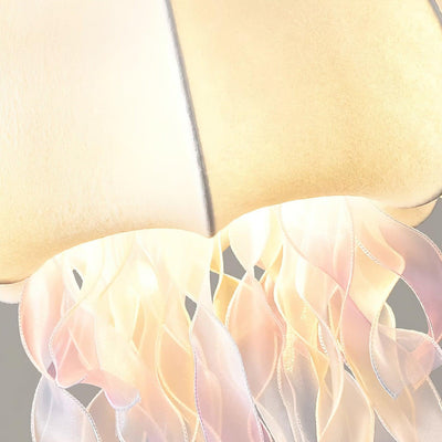 Jellyfish Pendant Light with Iridescent Ribbons - Neutral Decor