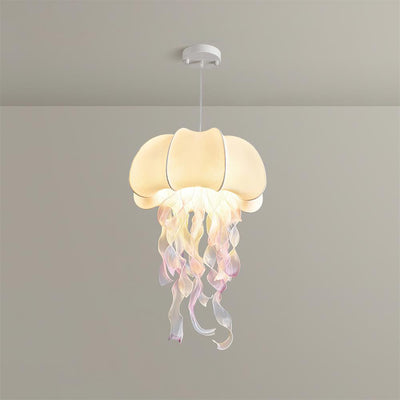 Jellyfish Pendant Light with Iridescent Ribbons - Neutral Decor