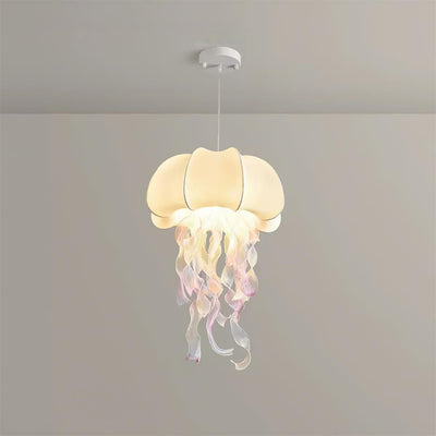 Jellyfish Pendant Light with Iridescent Ribbons - Neutral Decor