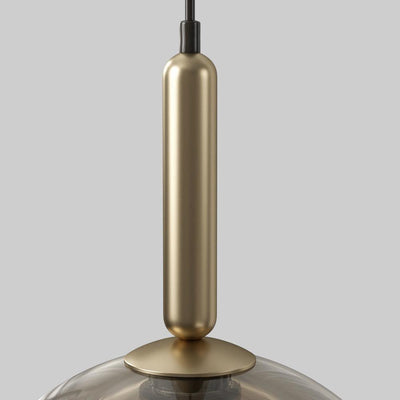 Renley Pendant Lamp Glass Cognac Dome Brass Mid Century