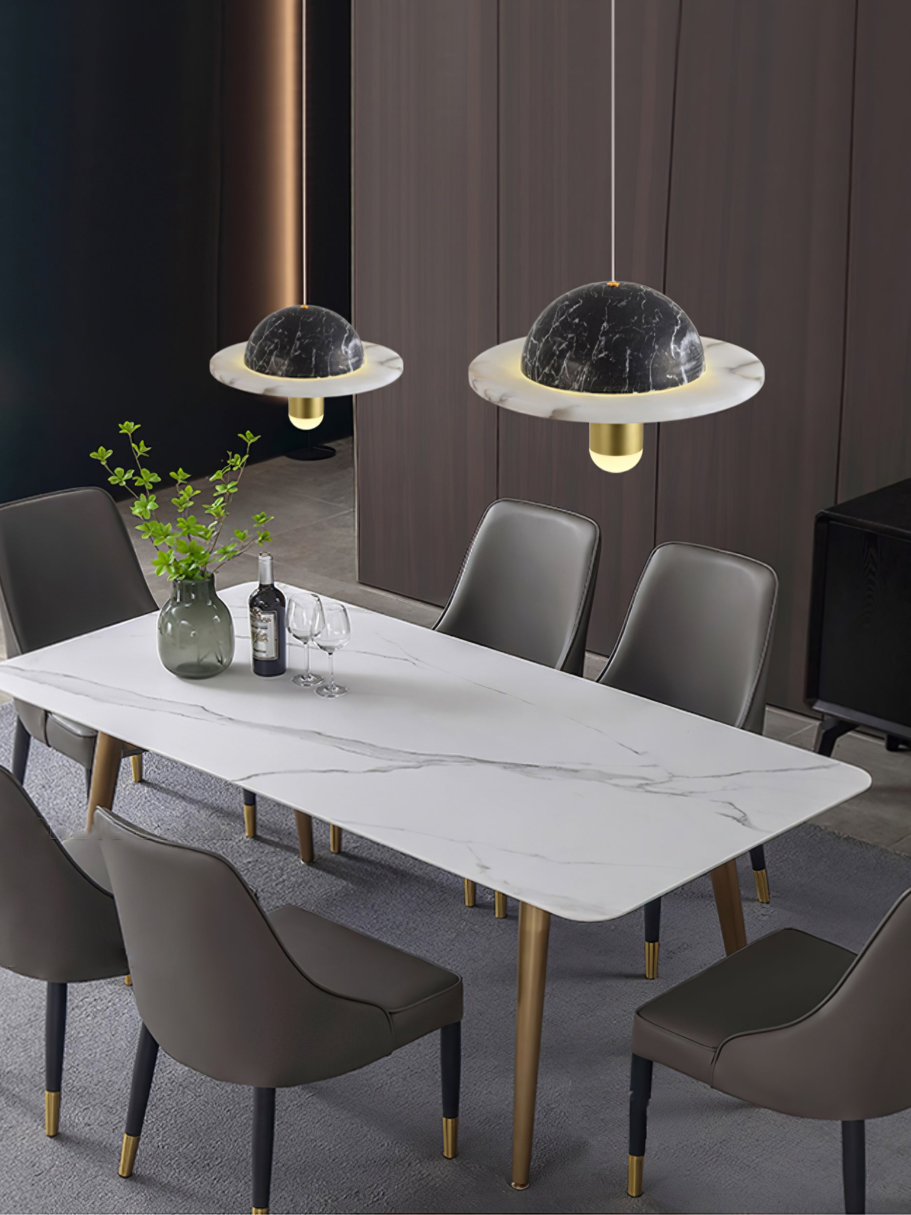 Jutta Pendant Lamp Marble Leather Fusion