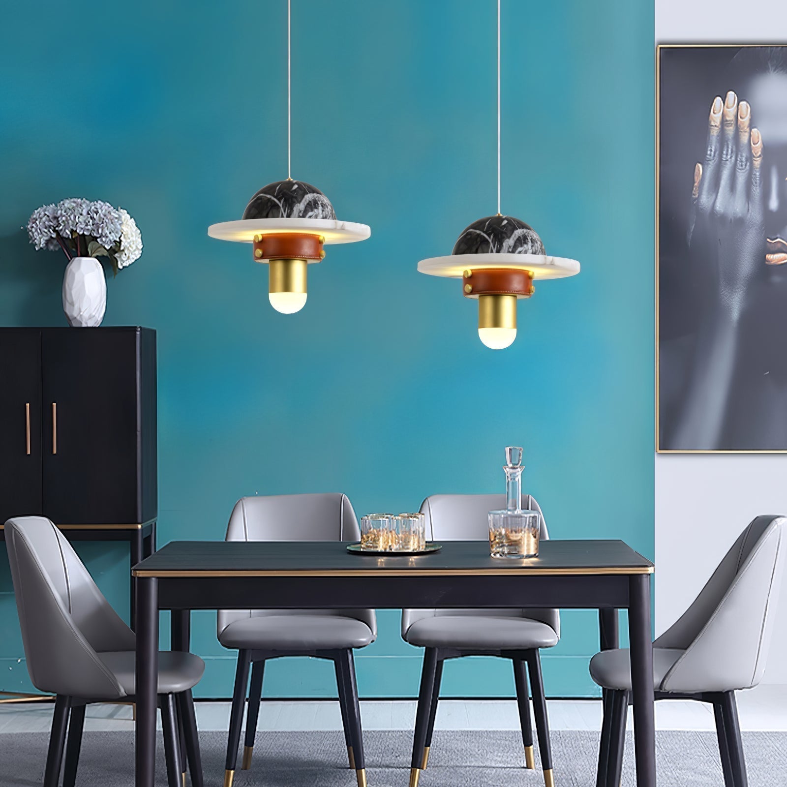 Jutta Pendant Lamp Marble Leather Fusion