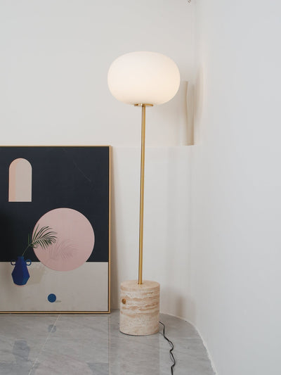 Iloryra Column-Base Travertine Floor Lamp