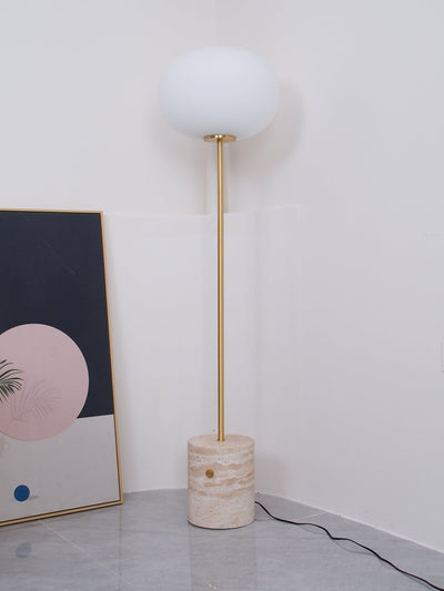 Iloryra Column-Base Travertine Floor Lamp