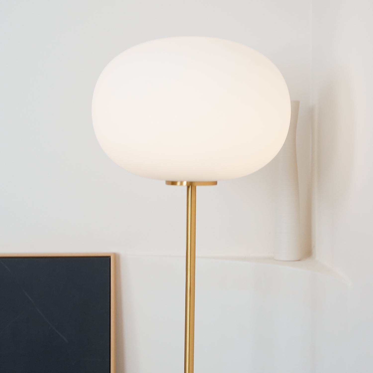 Iloryra Column-Base Travertine Floor Lamp