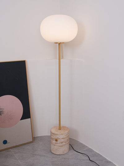 Iloryra Column-Base Travertine Floor Lamp