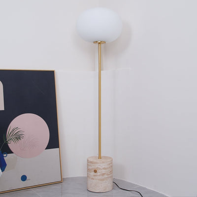 Iloryra Column-Base Travertine Floor Lamp
