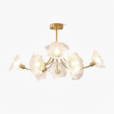 Lustra Chandelier Flower Glass with Brass Finish - Neutral Decor
