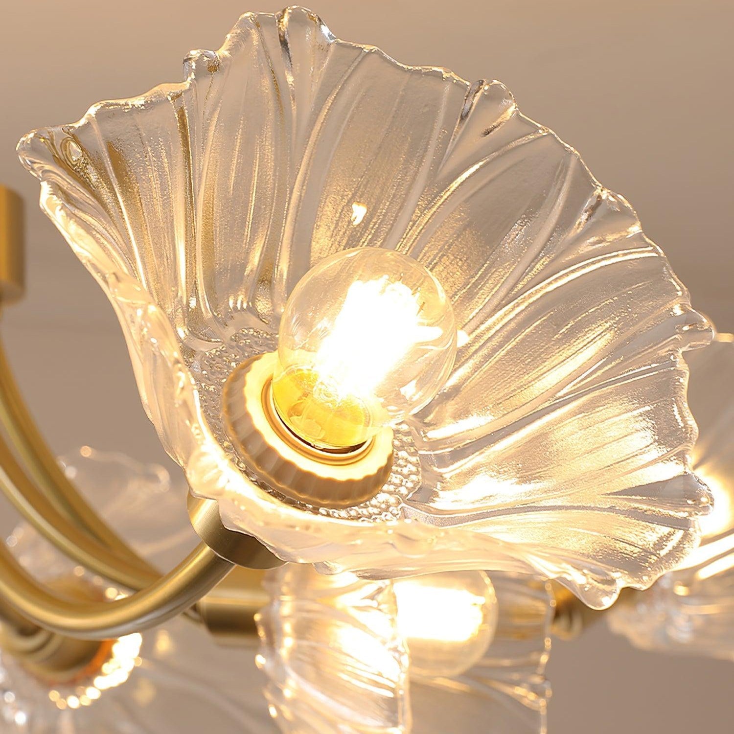Lustra Chandelier Flower Glass with Brass Finish - Neutral Decor