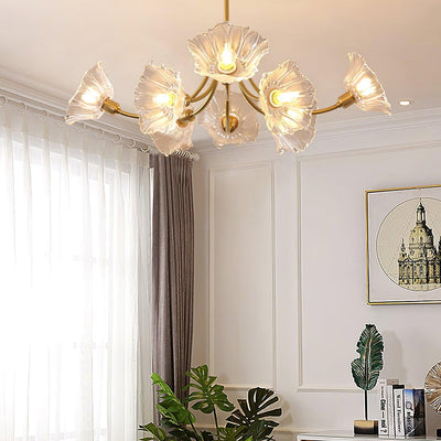 Lustra Chandelier Flower Glass with Brass Finish - Neutral Decor