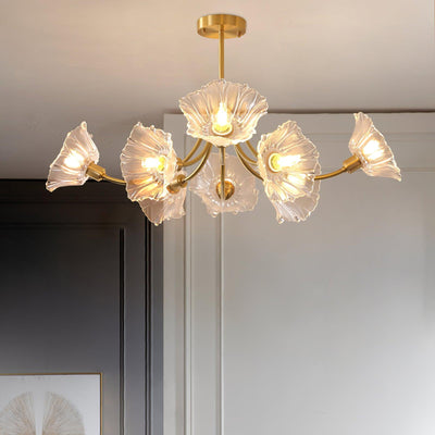 Lustra Chandelier Flower Glass with Brass Finish - Neutral Decor