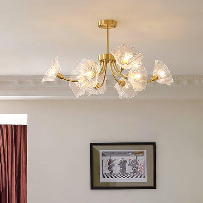 Lustra Chandelier Flower Glass with Brass Finish - Neutral Decor